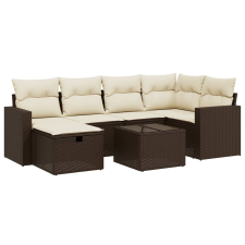 vidaXL 7 részes barna polyrattan kerti ülőgarnitúra párnákkal (3263499) kerti bútor