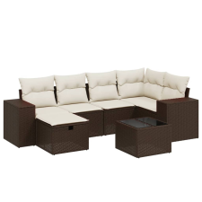 vidaXL 7 részes barna polyrattan kerti ülőgarnitúra párnákkal (3264429) kerti bútor