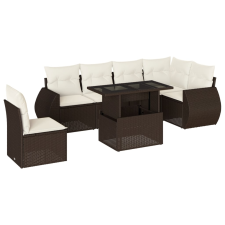 vidaXL 7 részes barna polyrattan kerti ülőgarnitúra párnákkal (3268573) kerti bútor
