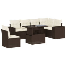vidaXL 7 részes barna polyrattan kerti ülőgarnitúra párnákkal (3269203) kerti bútor