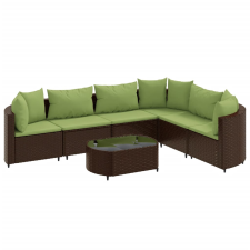 vidaXL 7 részes barna polyrattan kerti ülőgarnitúra párnákkal (3308382) kerti bútor