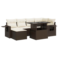 vidaXL 7 részes barna polyrattan kerti ülőgarnitúra párnákkal (3326514) kerti bútor
