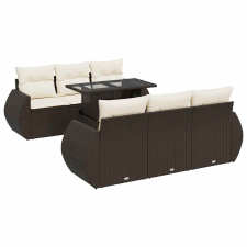 vidaXL 7 részes barna polyrattan kerti ülőgarnitúra párnákkal (3326584) kerti bútor