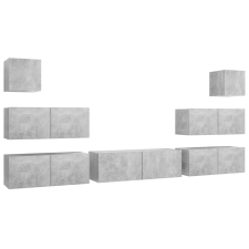 vidaXL 7 részes betonszürke forgácslap TV-szekrényszett (3079133) bútor