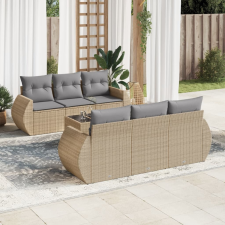 vidaXL 7 részes bézs polyrattan kerti ülőgarnitúra párnákkal kerti bútor