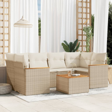 vidaXL 7 részes bézs polyrattan kerti ülőgarnitúra párnákkal kerti bútor