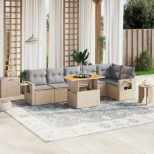 vidaXL 7 részes bézs polyrattan kerti ülőgarnitúra párnákkal kerti bútor