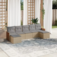 vidaXL 7 részes bézs polyrattan kerti ülőgarnitúra párnákkal kerti bútor