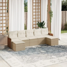 vidaXL 7 részes bézs polyrattan kerti ülőgarnitúra párnákkal kerti bútor