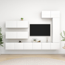 vidaXL 7 részes fehér forgácslap TV-szekrényszett bútor