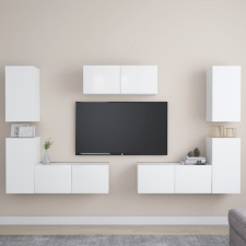 vidaXL 7 részes fehér forgácslap TV-szekrényszett bútor