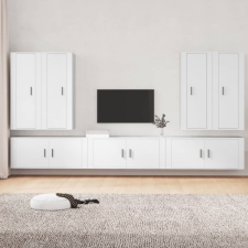 vidaXL 7 részes fehér szerelt fa TV-szekrényszett bútor