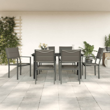 vidaXL 7 részes fekete acél és textilén kerti étkezőgarnitúra kerti bútor