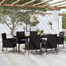 vidaXL 7 részes fekete kerti étkezőgarnitúra kerti bútor