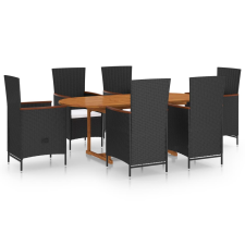 vidaXL 7 részes fekete polyrattan kerti étkezőgarnitúra (3070766) kerti bútor