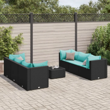 vidaXL 7 részes fekete polyrattan kerti ülőgarnitúra párnákkal kerti bútor