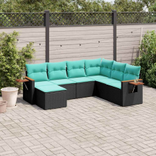 vidaXL 7 részes fekete polyrattan kerti ülőgarnitúra párnákkal kerti bútor