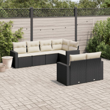 vidaXL 7 részes fekete polyrattan kerti ülőgarnitúra párnával kerti bútor