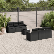 vidaXL 7 részes fekete polyrattan kerti ülőgarnitúra párnával kerti bútor