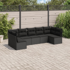 vidaXL 7 részes fekete polyrattan kerti ülőgarnitúra párnával kerti bútor