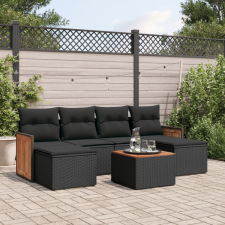 vidaXL 7 részes fekete polyrattan kerti ülőgarnitúra párnával kerti bútor