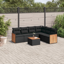 vidaXL 7 részes fekete polyrattan kerti ülőgarnitúra párnával kerti bútor