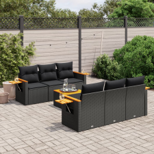 vidaXL 7 részes fekete polyrattan kerti ülőgarnitúra párnával kerti bútor