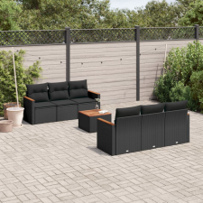 vidaXL 7 részes fekete polyrattan kerti ülőgarnitúra párnával kerti bútor