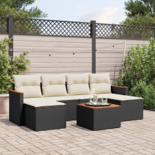 vidaXL 7 részes fekete polyrattan kerti ülőgarnitúra párnával kerti bútor