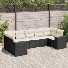 vidaXL 7 részes fekete polyrattan kerti ülőgarnitúra párnával kerti bútor
