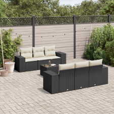 vidaXL 7 részes fekete polyrattan kerti ülőgarnitúra párnával kerti bútor