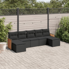vidaXL 7 részes fekete polyrattan kerti ülőgarnitúra párnával kerti bútor