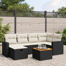 vidaXL 7 részes fekete polyrattan kerti ülőgarnitúra párnával kerti bútor