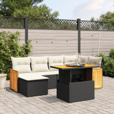 vidaXL 7 részes fekete polyrattan kerti ülőgarnitúra párnával kerti bútor