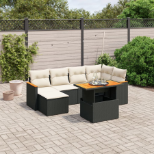 vidaXL 7 részes fekete polyrattan kerti ülőgarnitúra párnával kerti bútor