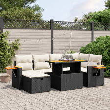 vidaXL 7 részes fekete polyrattan kerti ülőgarnitúra párnával kerti bútor