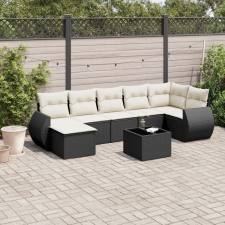 vidaXL 7 részes fekete polyrattan kerti ülőgarnitúra párnával kerti bútor