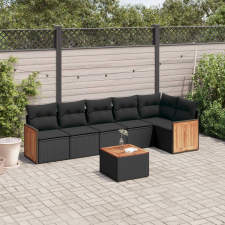vidaXL 7 részes fekete polyrattan kerti ülőgarnitúra párnával kerti bútor