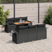 vidaXL 7 részes fekete polyrattan kerti ülőgarnitúra párnával kerti bútor