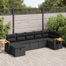 vidaXL 7 részes fekete polyrattan kerti ülőgarnitúra párnával kerti bútor