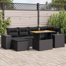 vidaXL 7 részes fekete polyrattan kerti ülőgarnitúra párnával kerti bútor