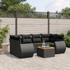 vidaXL 7 részes fekete polyrattan kerti ülőgarnitúra párnával kerti bútor