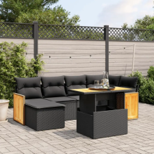 vidaXL 7 részes fekete polyrattan kerti ülőgarnitúra párnával kerti bútor