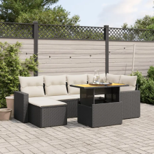 vidaXL 7 részes fekete polyrattan kerti ülőgarnitúra párnával kerti bútor