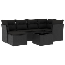 vidaXL 7 részes fekete polyrattan kerti ülőgarnitúra párnával (3217955) kerti bútor