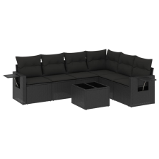 vidaXL 7 részes fekete polyrattan kerti ülőgarnitúra párnával (3220214) kerti bútor