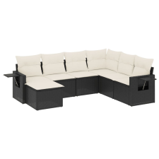 vidaXL 7 részes fekete polyrattan kerti ülőgarnitúra párnával (3220495) kerti bútor
