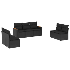 vidaXL 7 részes fekete polyrattan kerti ülőgarnitúra párnával (3225873) kerti bútor