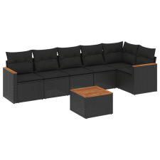 vidaXL 7 részes fekete polyrattan kerti ülőgarnitúra párnával (3225992) kerti bútor