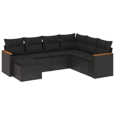 vidaXL 7 részes fekete polyrattan kerti ülőgarnitúra párnával (3226202) kerti bútor